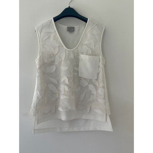 GREY by Jason Wu Ivory Lace Sleeveless Top Size 6 - Picture 2 of 5